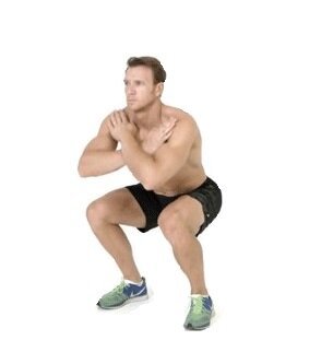 Jongkok dengan memperbaiki lutut dalam posisi membungkuk